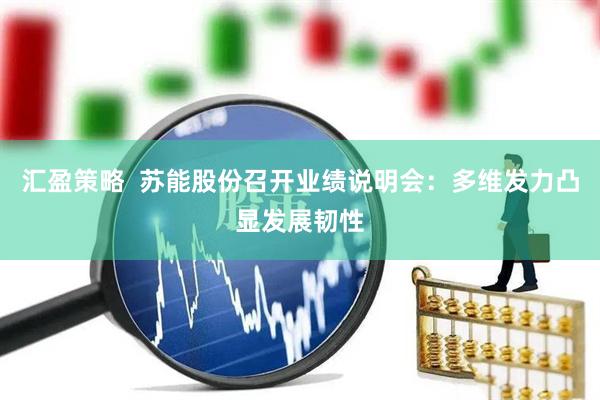 汇盈策略  苏能股份召开业绩说明会：多维发力凸显发展韧性