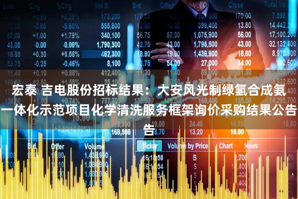 宏泰 吉电股份招标结果：大安风光制绿氢合成氨一体化示范项目化学清洗服务框架询价采购结果公告